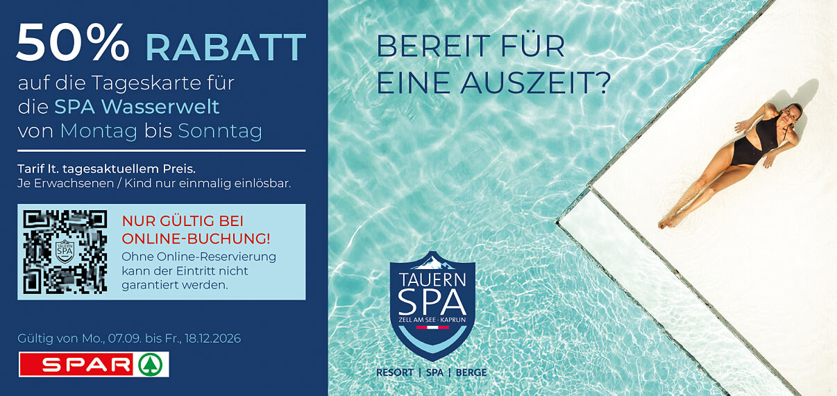SPAR Gutschein TauernSPA 2026 front