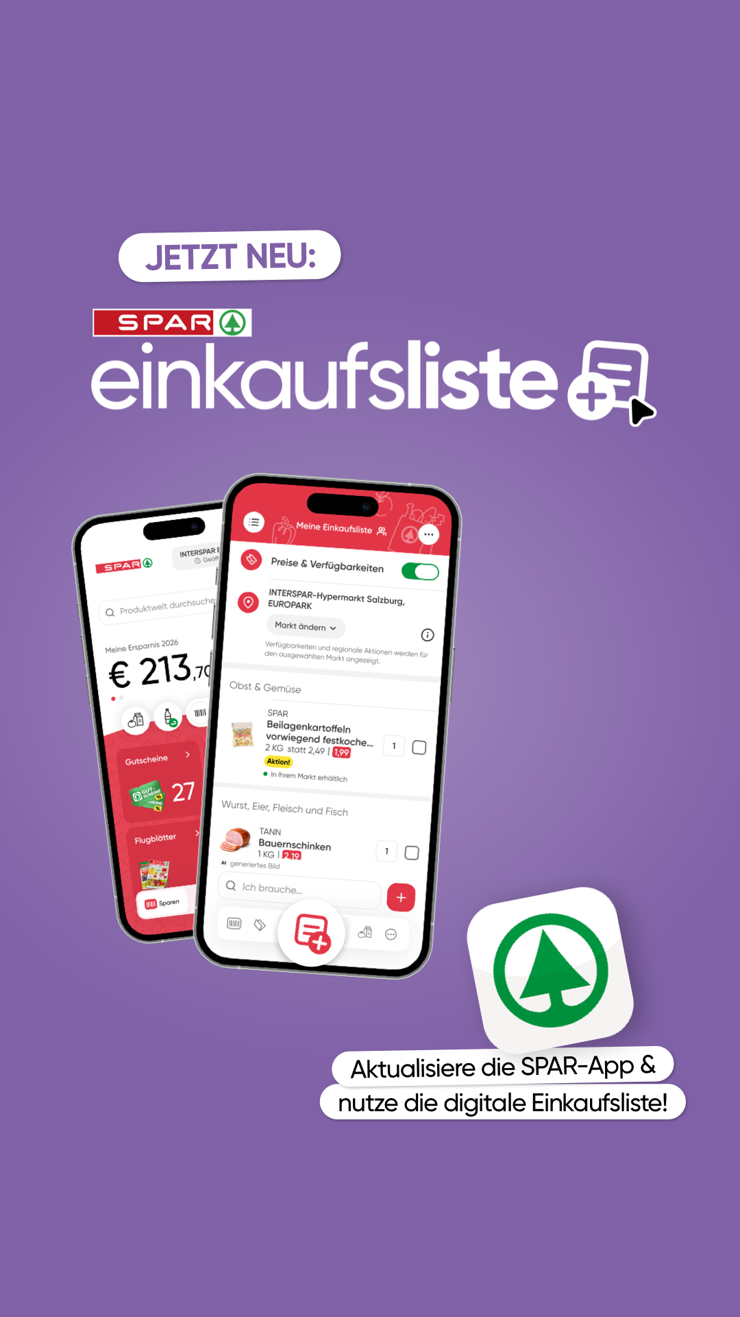 SPAR-App Digitale Einkaufsliste