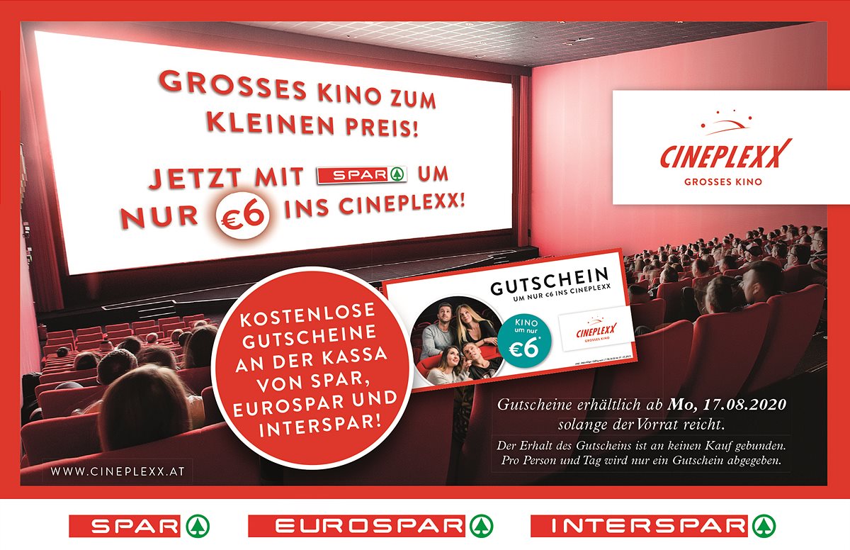 Mit SPAR und Cineplexx um nur sechs Euro ins Kino