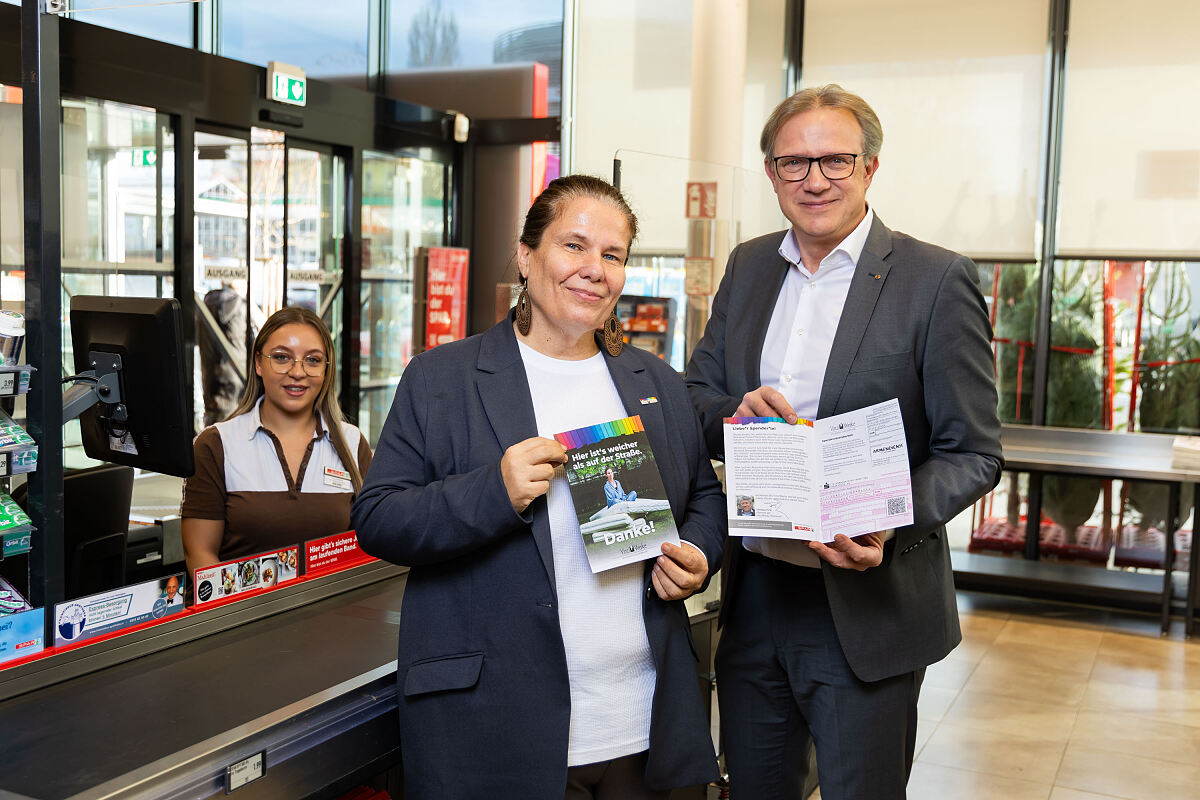 Spendenerlagscheine für VinziWerke an SPAR Kassen